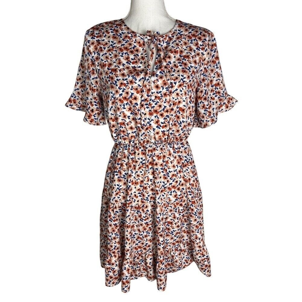Kirundo Dress‎ Womens Size S Orange Blue Floral Boho Bodydoll